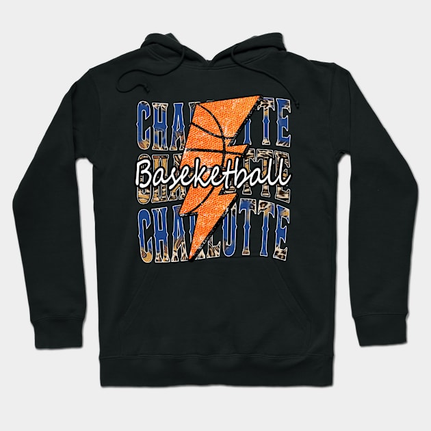 Graphic Basketball Charlotte Proud Name Vintage Hoodie by Irwin Bradtke